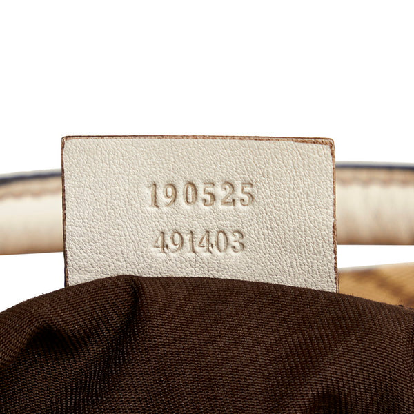 グッチ GGキャンバス アビー ワンショルダーバッグ ハンドバッグ 190525 ベージュ ホワイト キャンバス レザー レディース GUCCI 【中古】