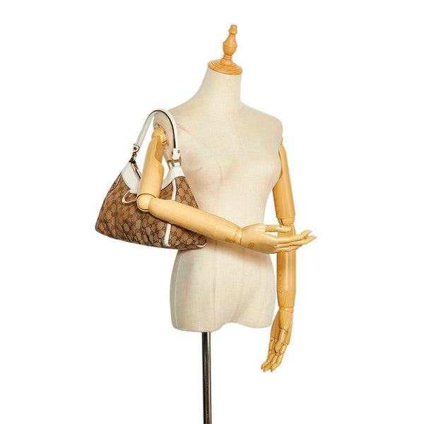 グッチ GGキャンバス アビー ワンショルダーバッグ ハンドバッグ 190525 ベージュ ホワイト キャンバス レザー レディース GUCCI 【中古】