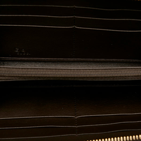 グッチ マイクログッチシマ ラウンドファスナー 長財布 449391 ダークブラウン レザー レディース GUCCI 【中古】