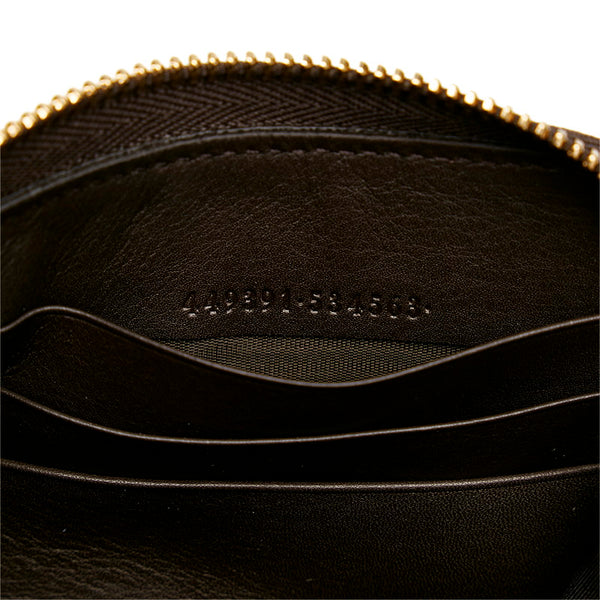 グッチ マイクログッチシマ ラウンドファスナー 長財布 449391 ダークブラウン レザー レディース GUCCI 【中古】