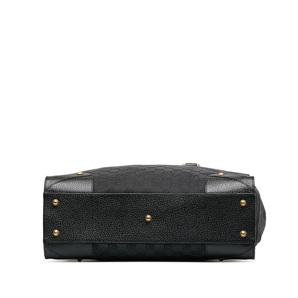 グッチ GGキャンバス ゴールド金具 ハンドバッグ トートバッグ 120897 ブラック キャンバス レザー レディース GUCCI 【中古】