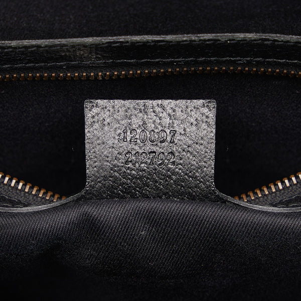 グッチ GGキャンバス ゴールド金具 ハンドバッグ トートバッグ 120897 ブラック キャンバス レザー レディース GUCCI 【中古】