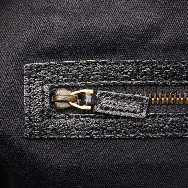 グッチ GGキャンバス ゴールド金具 ハンドバッグ トートバッグ 120897 ブラック キャンバス レザー レディース GUCCI 【中古】