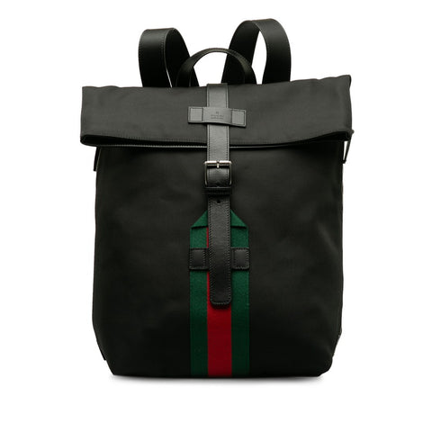 グッチ シェリーライン リュック バックパック 337075 ブラック マルチカラー キャンバス レザー メンズ GUCCI 【中古】