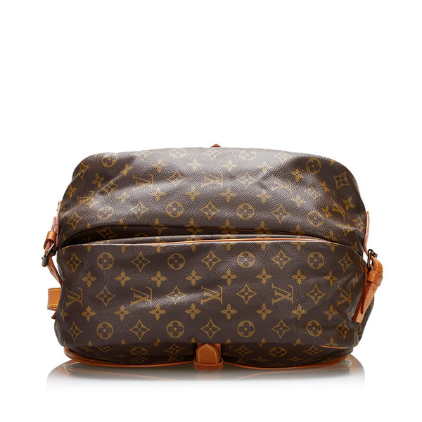 ルイ ヴィトン モノグラム ソミュール35 斜め掛け ショルダーバッグ M42254 ブラウン PVC レザー レディース LOUIS VUITTON 【中古】