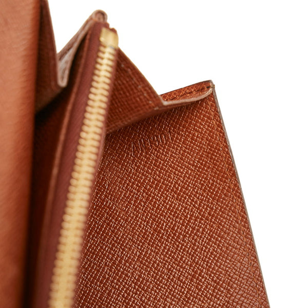 ルイ ヴィトン モノグラム ポシェット ポルトモネクレディ 長財布 M61723 ブラウン PVC レザー レディース LOUIS VUITTON 【中古】