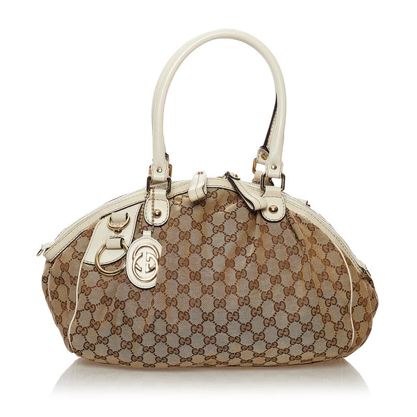 グッチ GGキャンバス ハンドバッグ ショルダーバッグ 2WAY 223974 ベージュ レザー キャンバス レディース GUCCI 【中古】