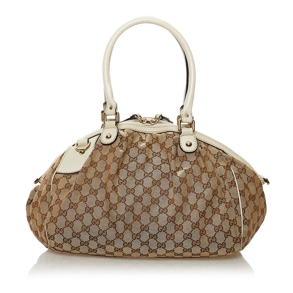 グッチ GGキャンバス ハンドバッグ ショルダーバッグ 2WAY 223974 ベージュ レザー キャンバス レディース GUCCI 【中古】