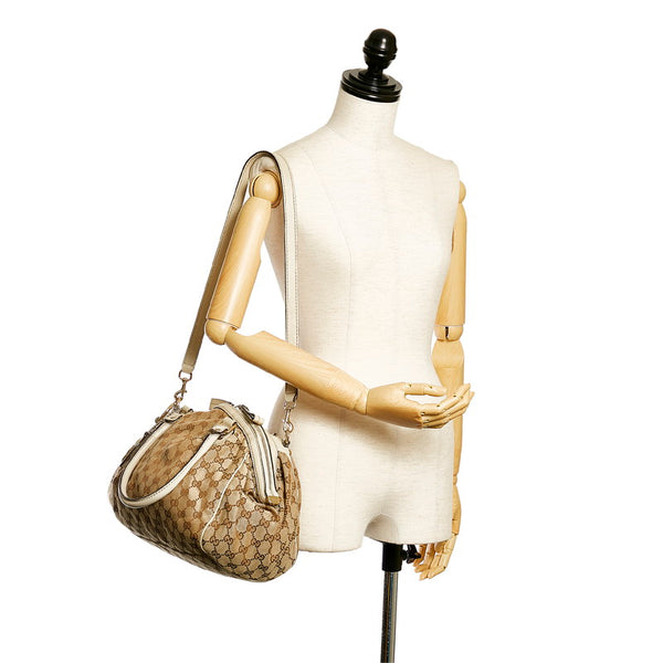 グッチ GGキャンバス ハンドバッグ ショルダーバッグ 2WAY 223974 ベージュ レザー キャンバス レディース GUCCI 【中古】
