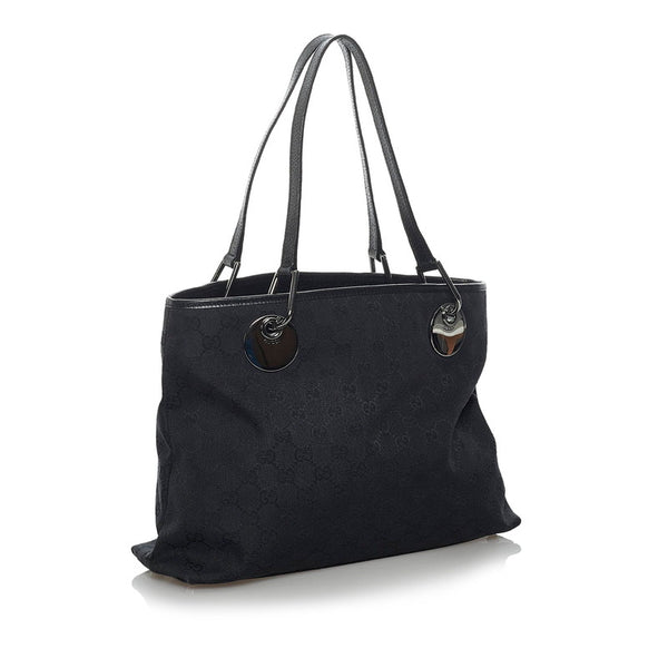 グッチ GGキャンバス ショルダーバッグ トートバッグ 120837 ブラック キャンバス レザー レディース GUCCI 【中古】