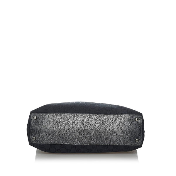 グッチ GGキャンバス ショルダーバッグ トートバッグ 120837 ブラック キャンバス レザー レディース GUCCI 【中古】