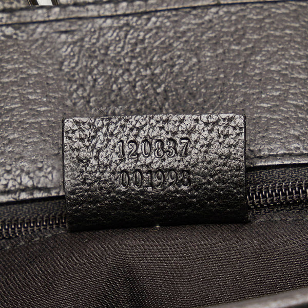 グッチ GGキャンバス ショルダーバッグ トートバッグ 120837 ブラック キャンバス レザー レディース GUCCI 【中古】