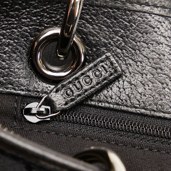 グッチ GGキャンバス ショルダーバッグ トートバッグ 120837 ブラック キャンバス レザー レディース GUCCI 【中古】