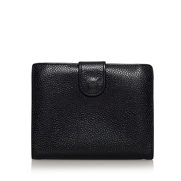 シャネル ココマーク ブラック ラムスキン 二つ折り財布 レディース CHANEL 【中古】