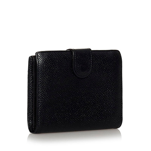 シャネル ココマーク ブラック ラムスキン 二つ折り財布 レディース CHANEL 【中古】