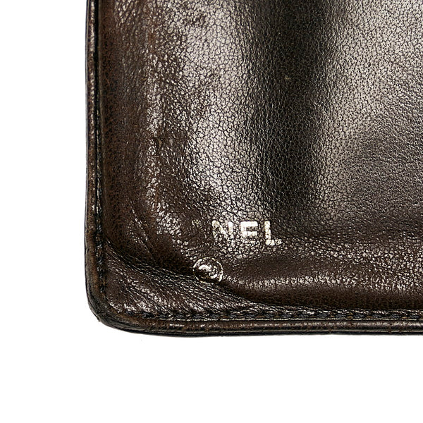 シャネル ココマーク ブラック ラムスキン 二つ折り財布 レディース CHANEL 【中古】