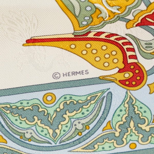 エルメス カレ90 CIELS BYZANTINS ビザンチンの空 スカーフ ホワイト イエロー マルチ シルク レディース HERMES 【中古】