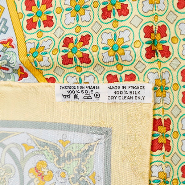 エルメス カレ90 CIELS BYZANTINS ビザンチンの空 スカーフ ホワイト イエロー マルチ シルク レディース HERMES 【中古】