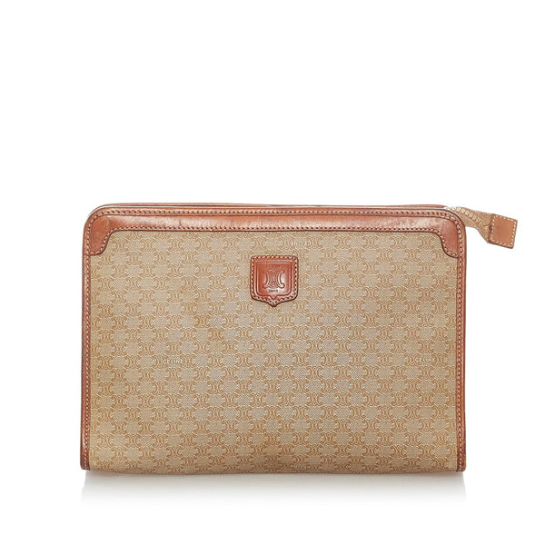 セリーヌ マカダム セカンドバッグ ベージュ PVC レザー メンズ CELINE 【中古】