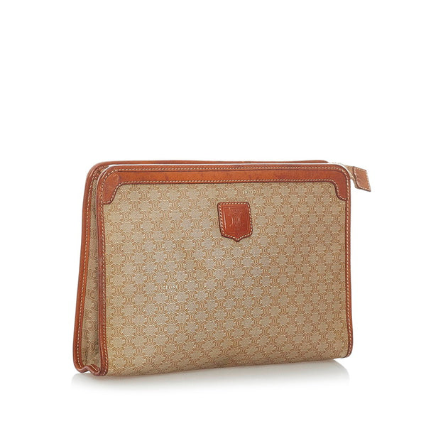 セリーヌ マカダム セカンドバッグ ベージュ PVC レザー メンズ CELINE 【中古】
