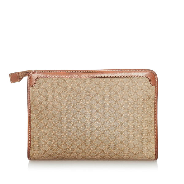セリーヌ マカダム セカンドバッグ ベージュ PVC レザー メンズ CELINE 【中古】