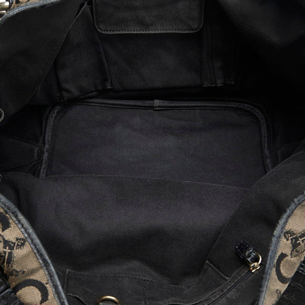 セリーヌ Cロゴ ビタースウィート ハンドバッグ ショルダーバッグ ブラウン ブラック キャンバス レザー レディース CELINE 【中古】
