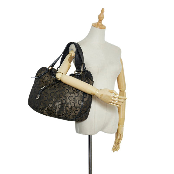 セリーヌ Cロゴ ビタースウィート ハンドバッグ ショルダーバッグ ブラウン ブラック キャンバス レザー レディース CELINE 【中古】