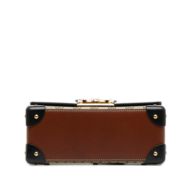 グッチ GGスモールバンブー パドロック ゴールド金具 ハンドバッグ ショルダーバッグ 2WAY 603221 ベージュ ブラック PVC レザー レディース GUCCI 【中古】