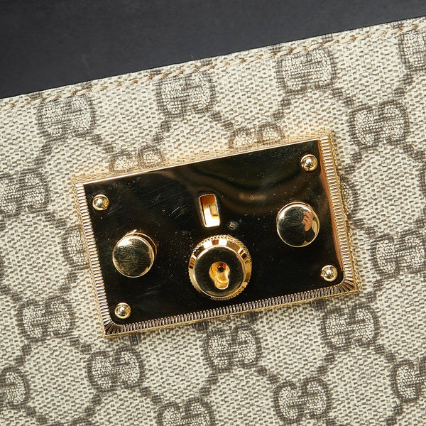 グッチ GGスモールバンブー パドロック ゴールド金具 ハンドバッグ ショルダーバッグ 2WAY 603221 ベージュ ブラック PVC レザー レディース GUCCI 【中古】