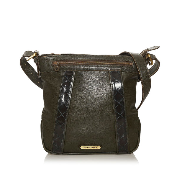 バーバリー 斜め掛け ショルダーバッグ グリーン レザー メンズ BURBERRY 【中古】