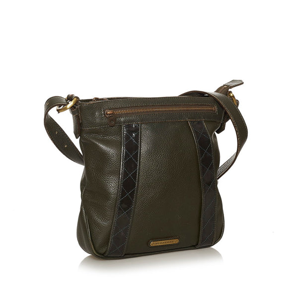 バーバリー 斜め掛け ショルダーバッグ グリーン レザー メンズ BURBERRY 【中古】