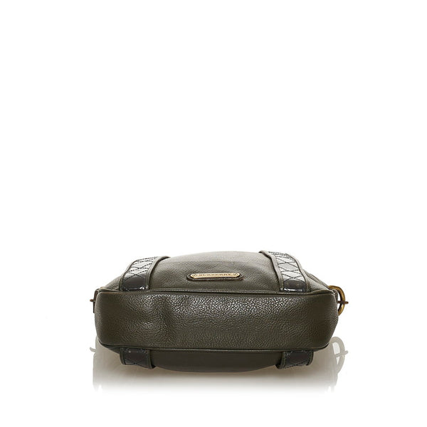 バーバリー 斜め掛け ショルダーバッグ グリーン レザー メンズ BURBERRY 【中古】