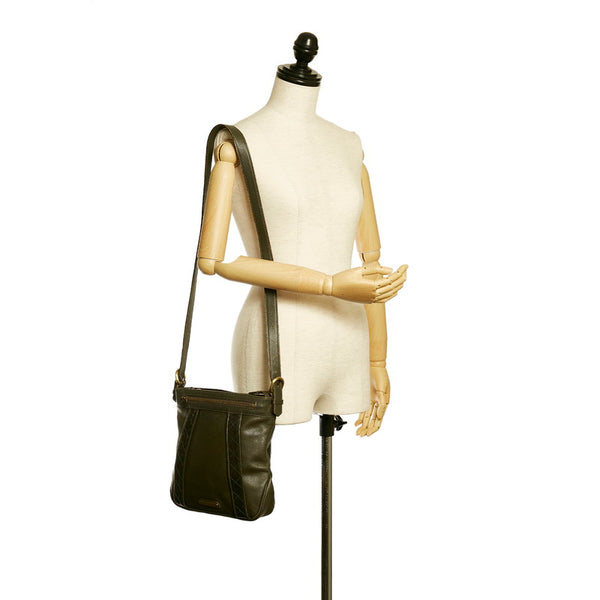 バーバリー 斜め掛け ショルダーバッグ グリーン レザー メンズ BURBERRY 【中古】