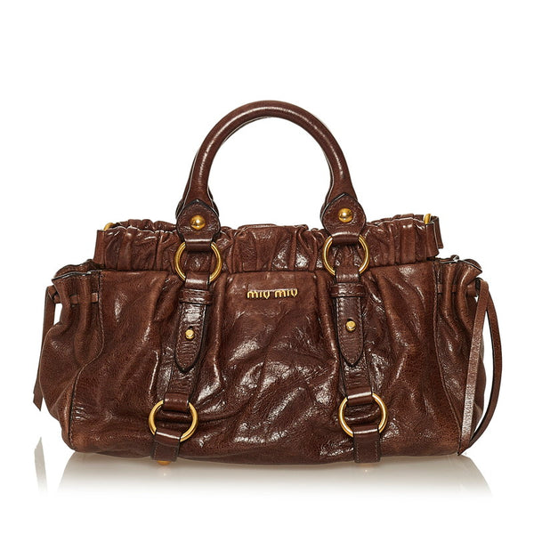 ミュウミュウ ハンドバッグ ショルダーバッグ 2WAY ブラウン レザー レディース MIUMIU 【中古】