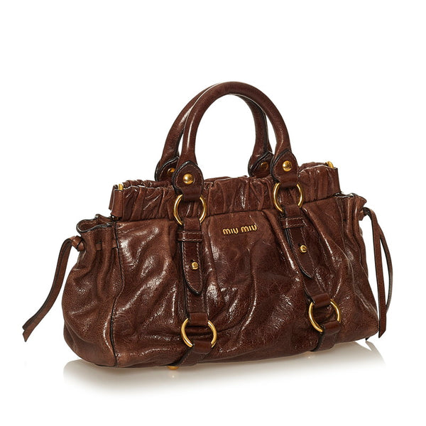 ミュウミュウ ハンドバッグ ショルダーバッグ 2WAY ブラウン レザー レディース MIUMIU 【中古】