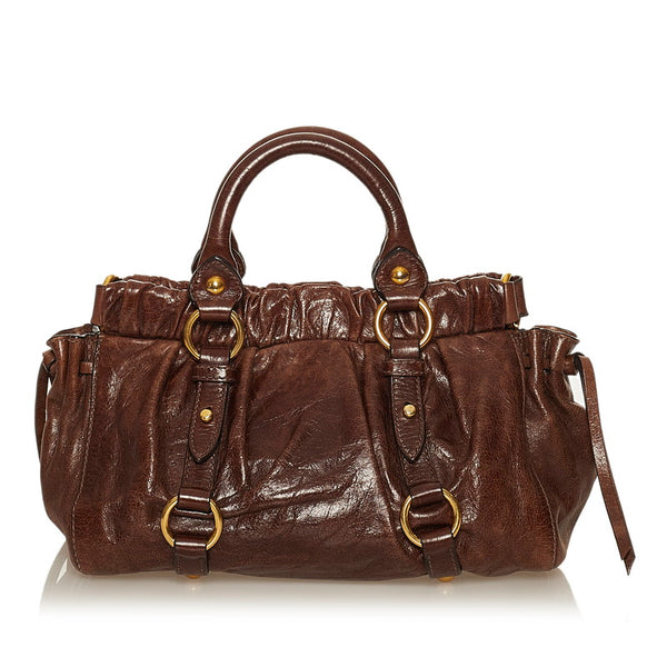 ミュウミュウ ハンドバッグ ショルダーバッグ 2WAY ブラウン レザー レディース MIUMIU 【中古】