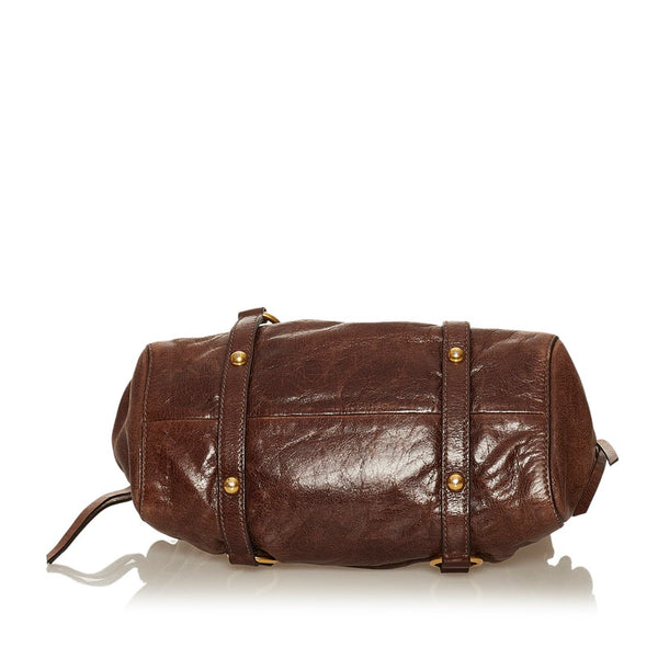 ミュウミュウ ハンドバッグ ショルダーバッグ 2WAY ブラウン レザー レディース MIUMIU 【中古】