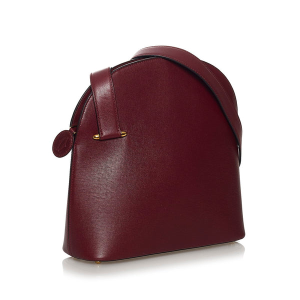 カルティエ マスト 斜め掛け ショルダーバッグ ワインレッド レザー レディース CARTIER 【中古】