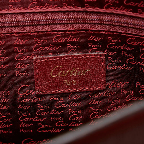 カルティエ マスト 斜め掛け ショルダーバッグ ワインレッド レザー レディース CARTIER 【中古】