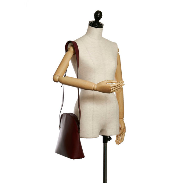 カルティエ マスト 斜め掛け ショルダーバッグ ワインレッド レザー レディース CARTIER 【中古】