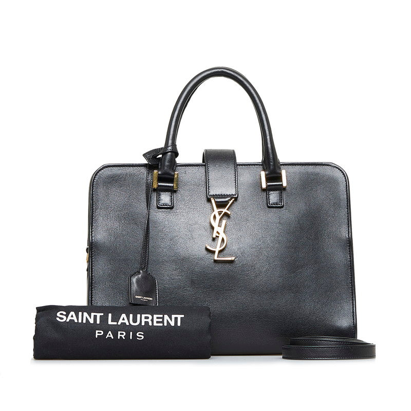 サンローラン YSLロゴ スモールカバス ハンドバッグ ショルダーバッグ 2WAY 357395 ブラック ゴールド レザー レディース SAINT LAURENT 【中古】