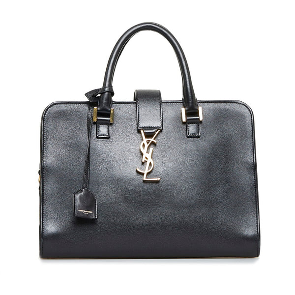 サンローラン YSLロゴ スモールカバス ハンドバッグ ショルダーバッグ 2WAY 357395 ブラック ゴールド レザー レディース SAINT LAURENT 【中古】