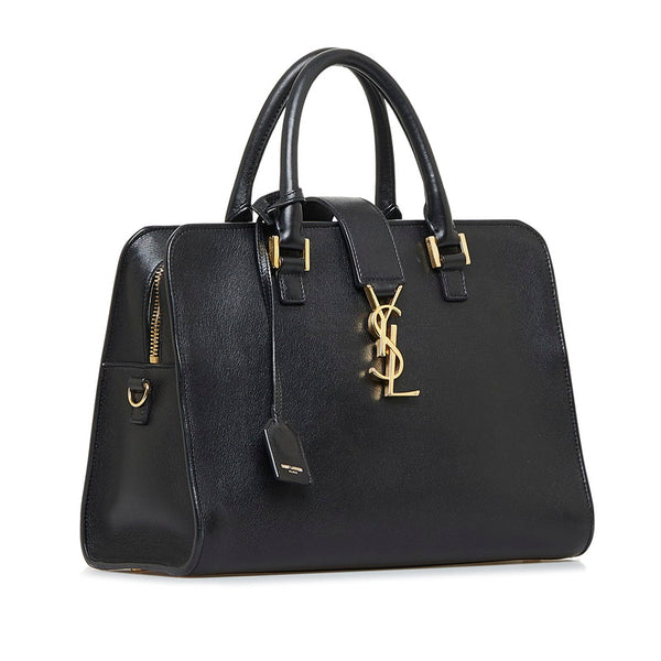 サンローラン YSLロゴ スモールカバス ハンドバッグ ショルダーバッグ 2WAY 357395 ブラック ゴールド レザー レディース SAINT LAURENT 【中古】