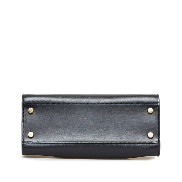 サンローラン YSLロゴ スモールカバス ハンドバッグ ショルダーバッグ 2WAY 357395 ブラック ゴールド レザー レディース SAINT LAURENT 【中古】