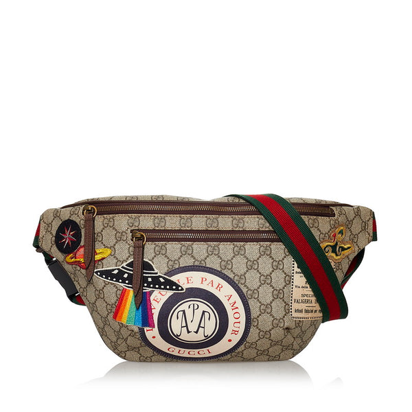 グッチ GGスプリーム クーリエ ウエストポーチ ボディバック 529711 ライトブラウン PVC レザー メンズ GUCCI 【中古】