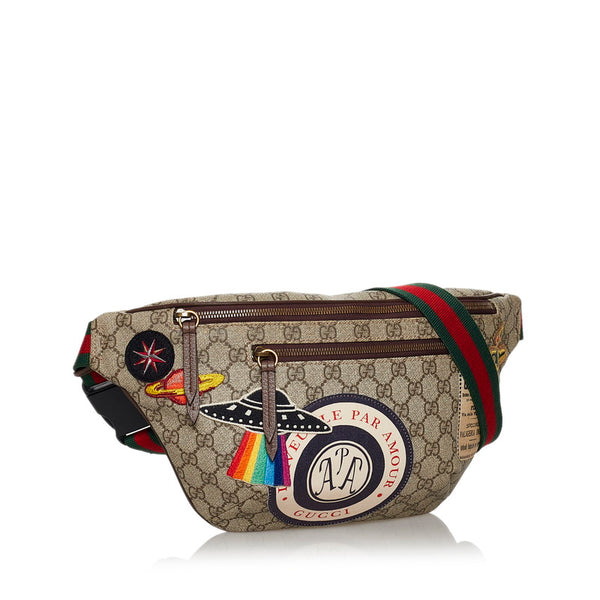 グッチ GGスプリーム クーリエ ウエストポーチ ボディバック 529711 ライトブラウン PVC レザー メンズ GUCCI 【中古】