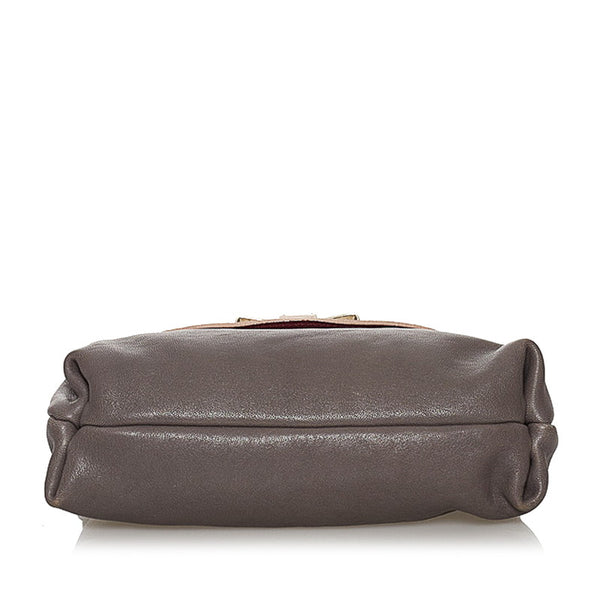 クロエ リリィ リボン グレー ピンク レザー ミニ ハンドバッグ ショルダーバッグ 2WAY レディース Chloe 【中古】