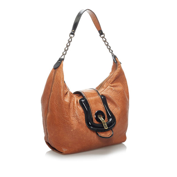 フェンディ チェーン ワンショルダーバッグ 8BR563 ブラウン レザー レディース FENDI 【中古】