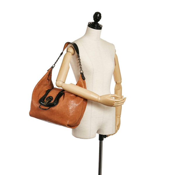 フェンディ チェーン ワンショルダーバッグ 8BR563 ブラウン レザー レディース FENDI 【中古】