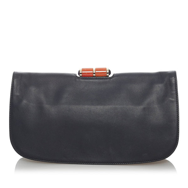 ブルガリ クラッチバッグ ブラック レザー レディース BVLGARI 【中古】